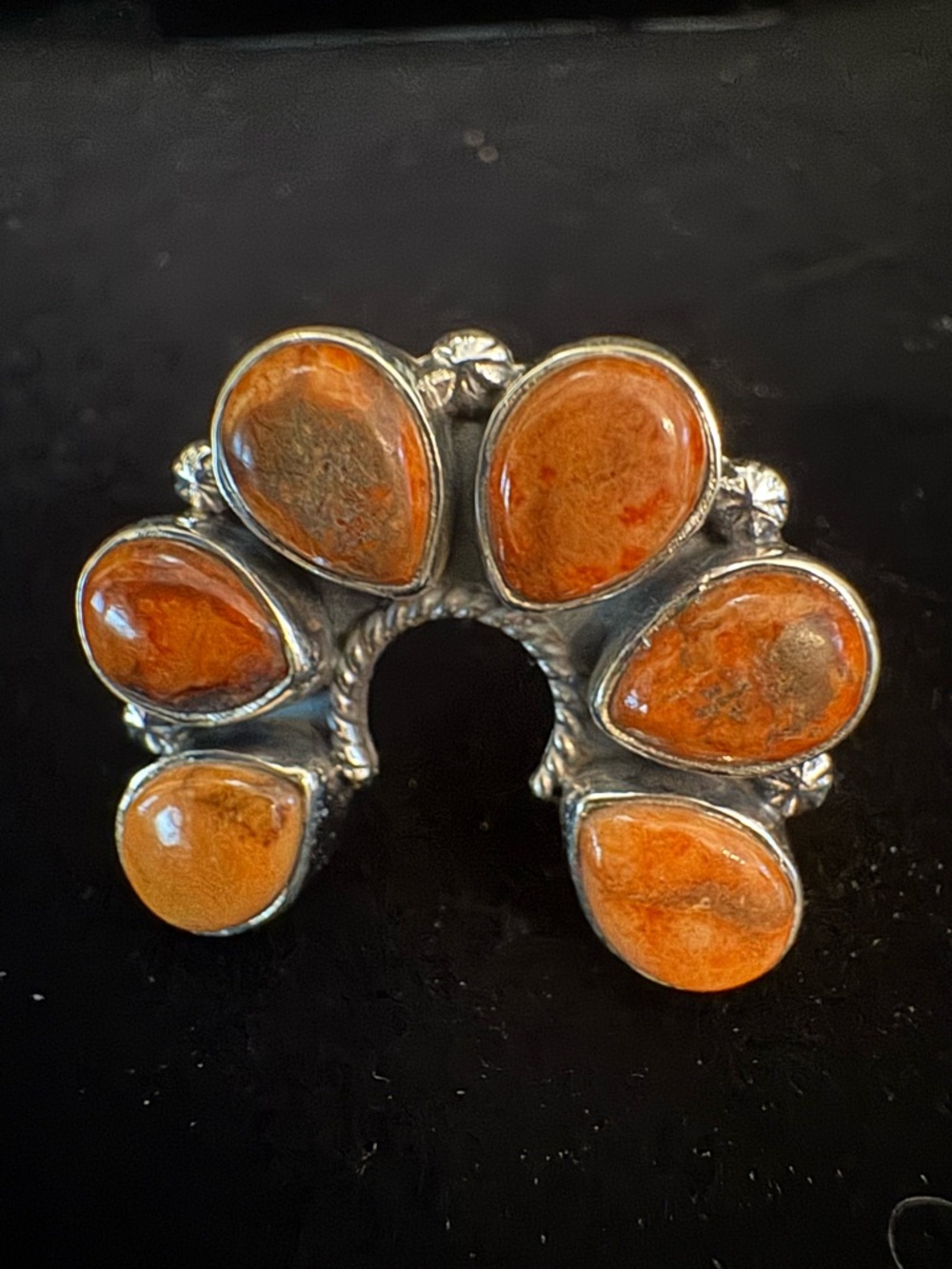Beautiful Teardrop orange jasper Naja‎ style Statement Ring - Women Jewelry